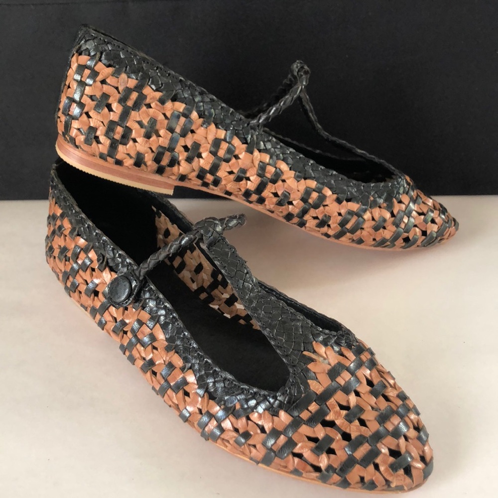 Charles David, woven leather Ballerina shoes.